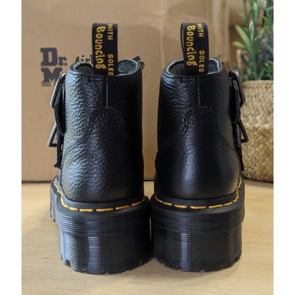 Dr. Martens Devon Heart Black Milled Nappa Leather Platform Boots UK 4 NIB - Picture 7 of 15